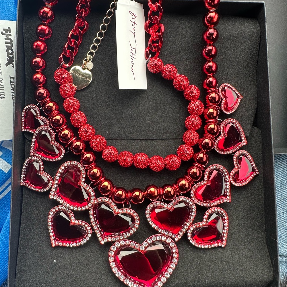 Betsey Johnson Ruby Red Heart Necklace
